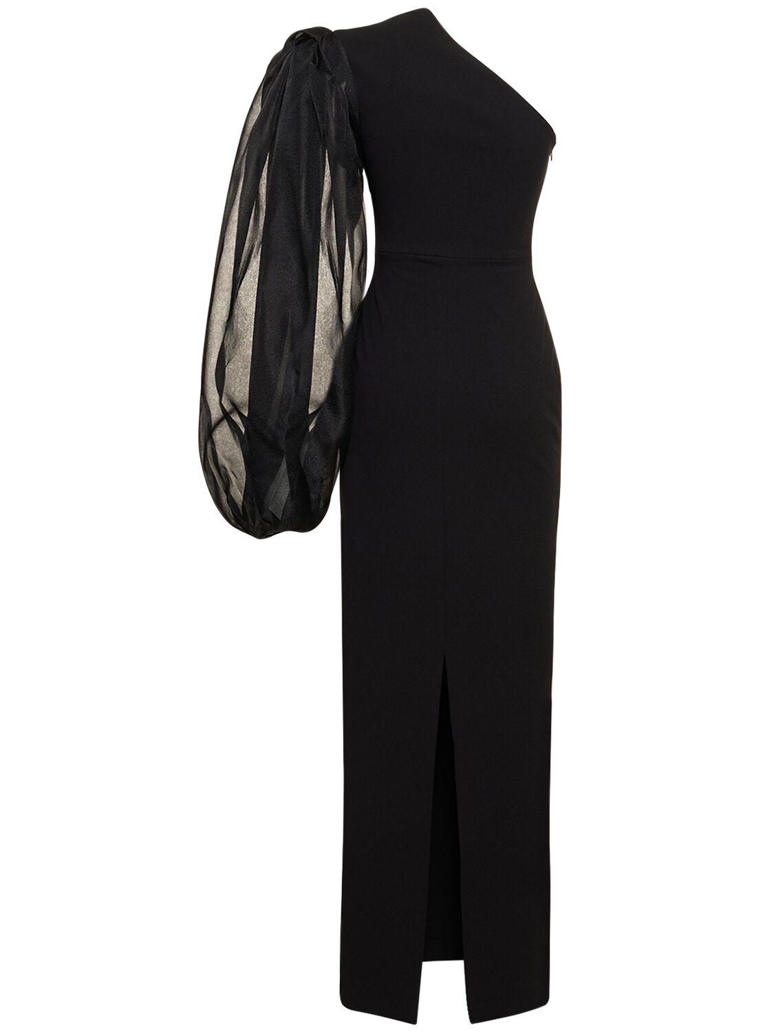 Shop Solace London Hudson Crepe & Organza Long Dress In Black