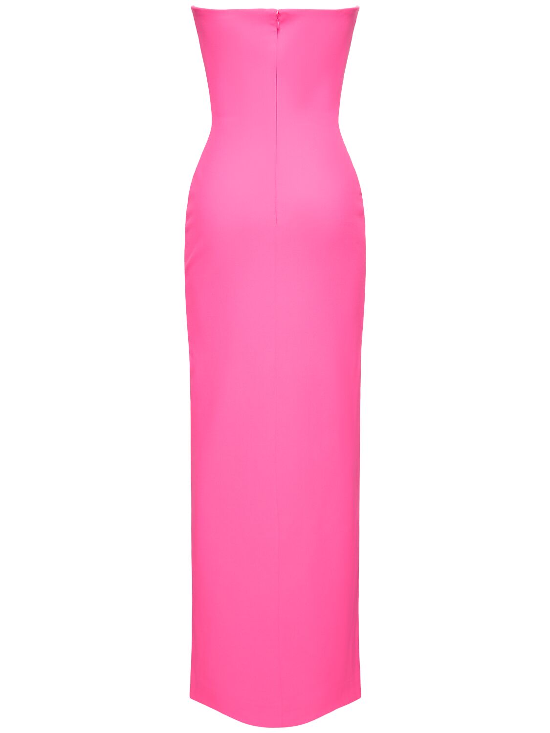 Shop Solace London Bysha Crepe Knit Strapless Long Dress In Fuchsia
