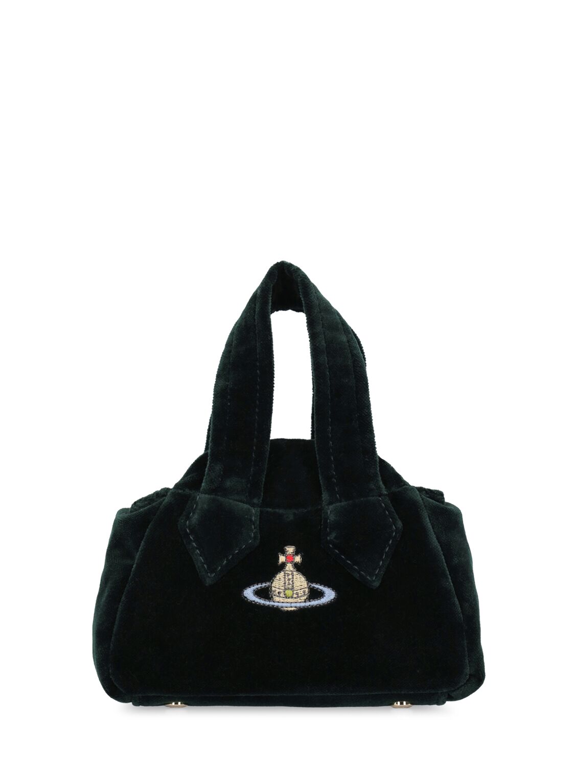 Vivienne Westwood Mini Archive Yasmine Velvet Shoulder Bag In Grün