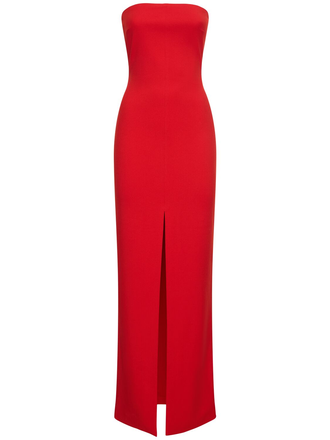 Shop Solace London Bysha Crepe Knit Strapless Long Dress In Red
