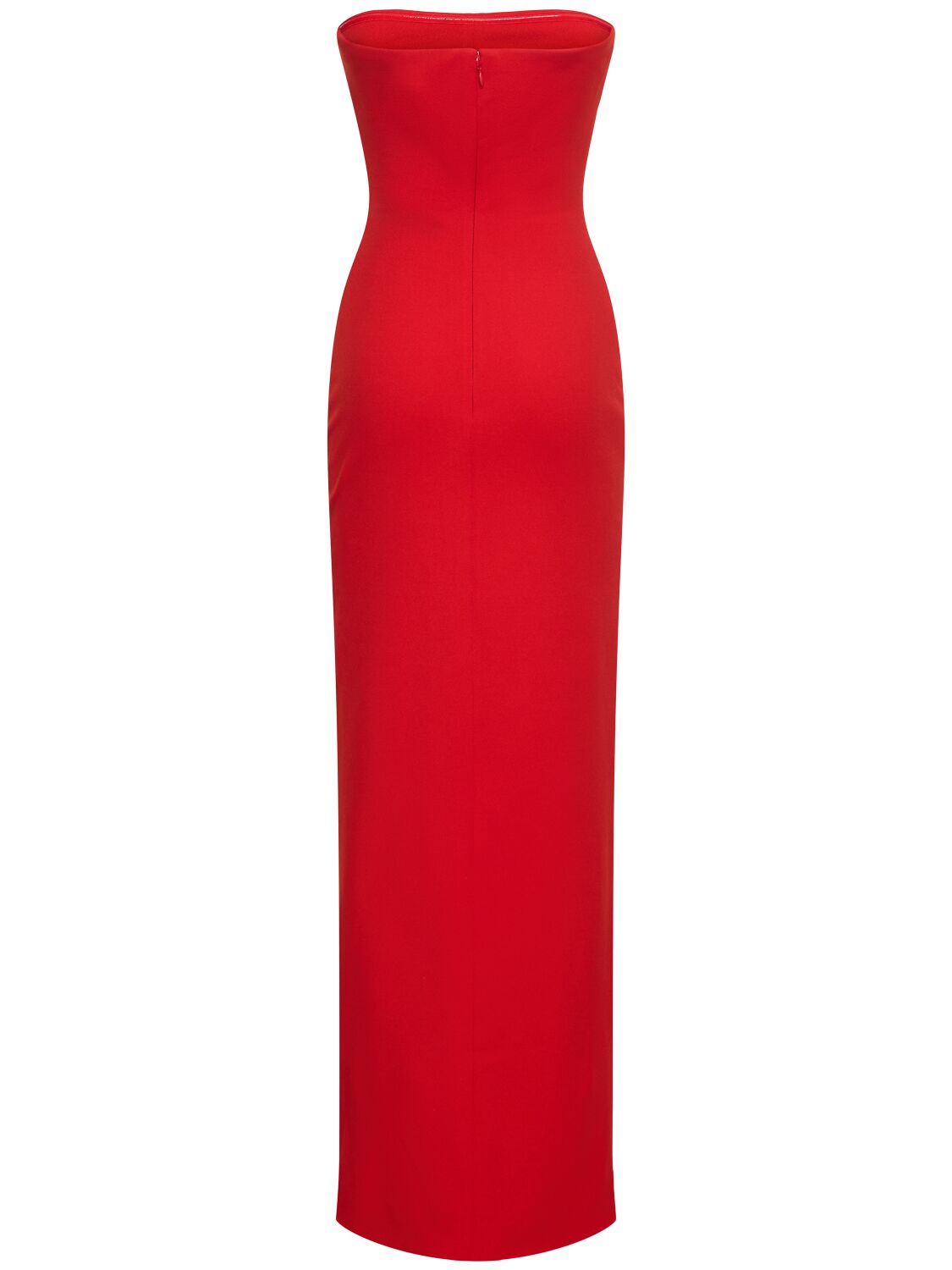 Shop Solace London Bysha Crepe Knit Strapless Long Dress In Red