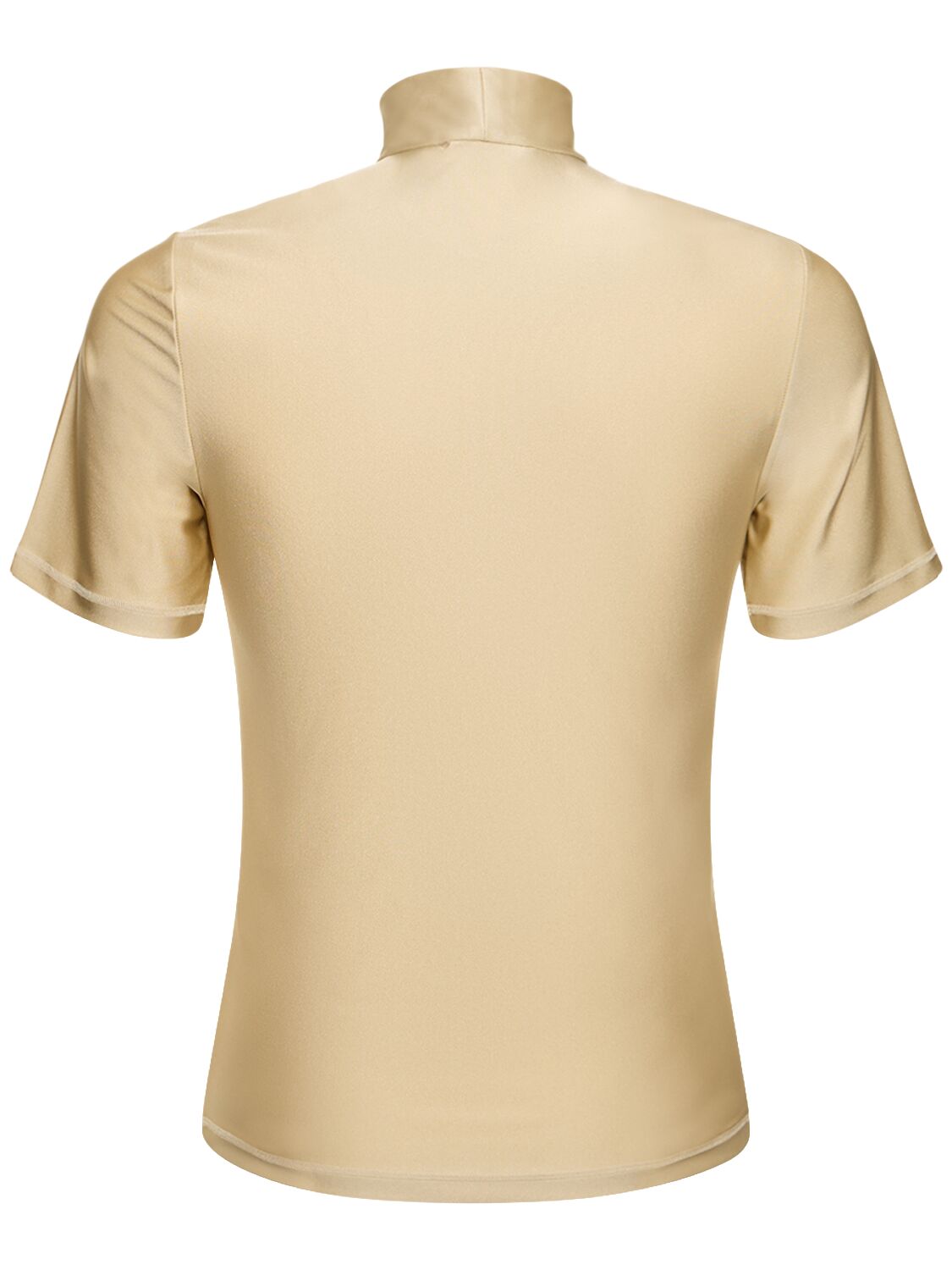 Shop Coperni Logo Fitted High Collar S/s T-shirt In Beige