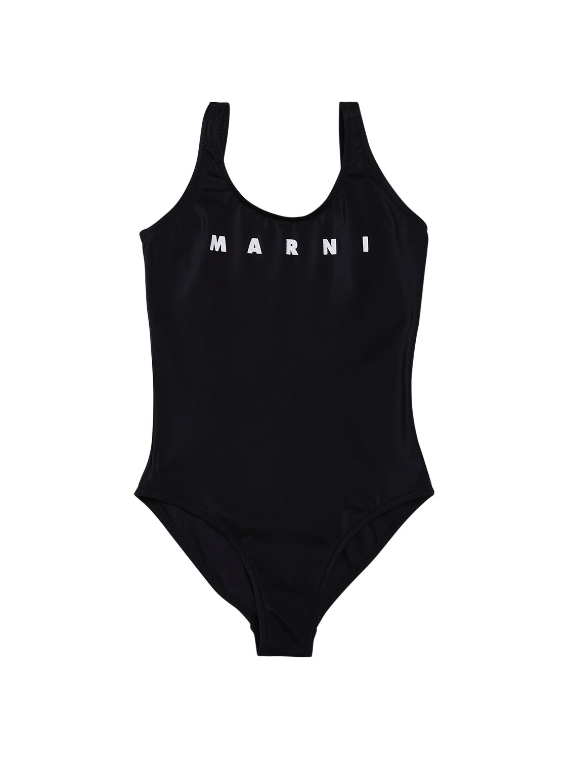 Marni Junior Kids' Logo Print Lycra One Piece Swimsuit In Black