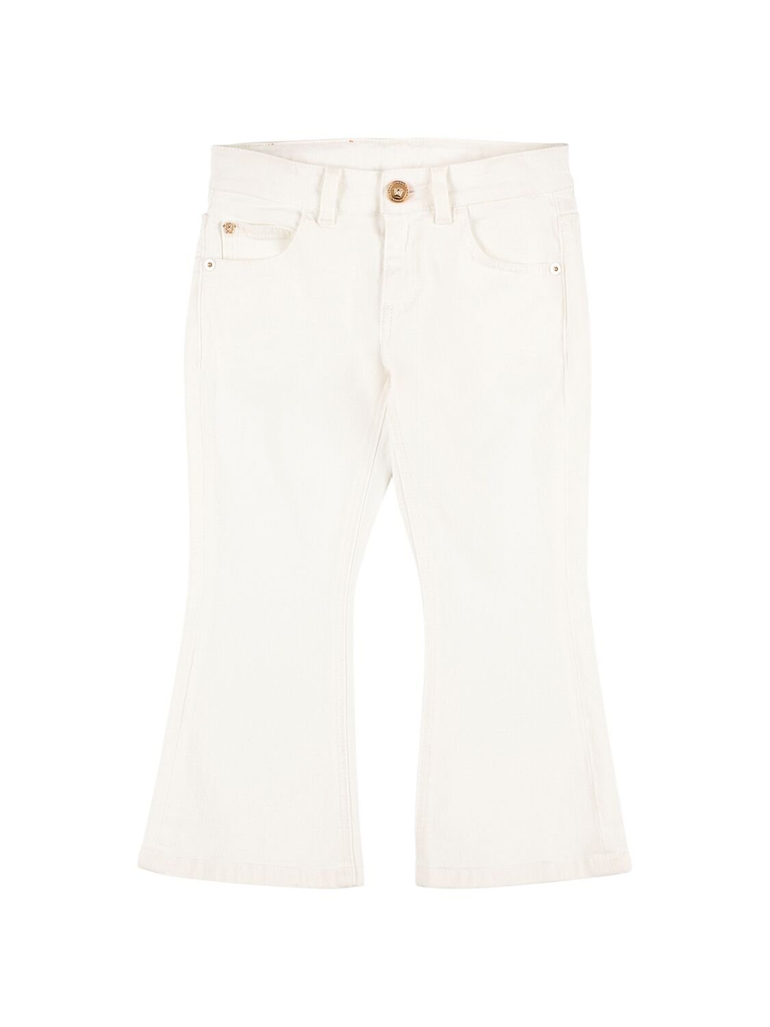 Versace Kids' Cotton Denim Trousers In White