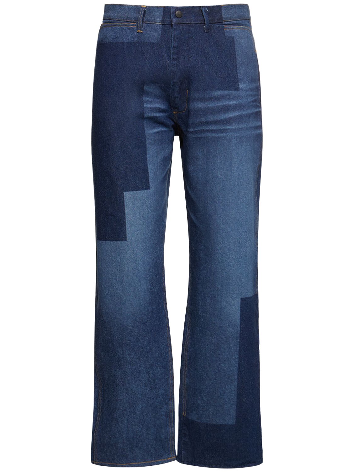 Image of 14oz Patchwork Denim Straight Jeans