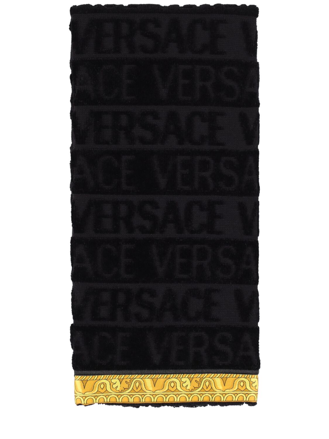 Versace I Heart Baroque Bath Towel In Black
