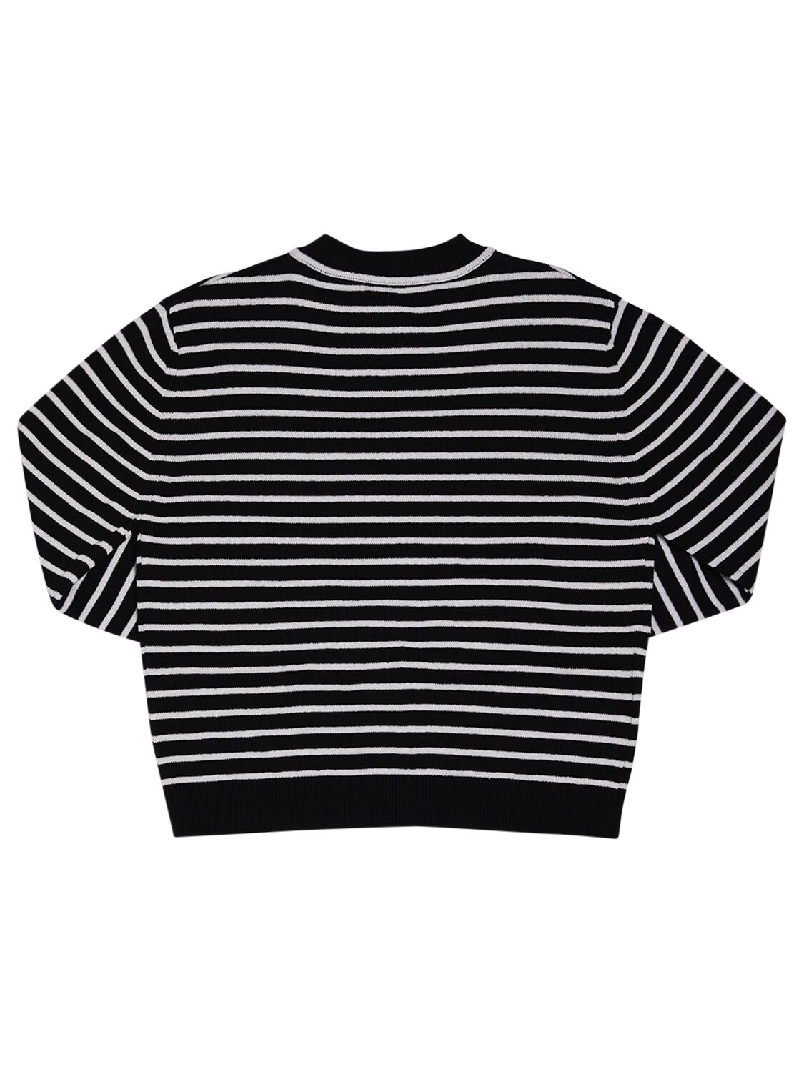 Shop Marni Junior Striped Cotton Knit Cardigan In Black