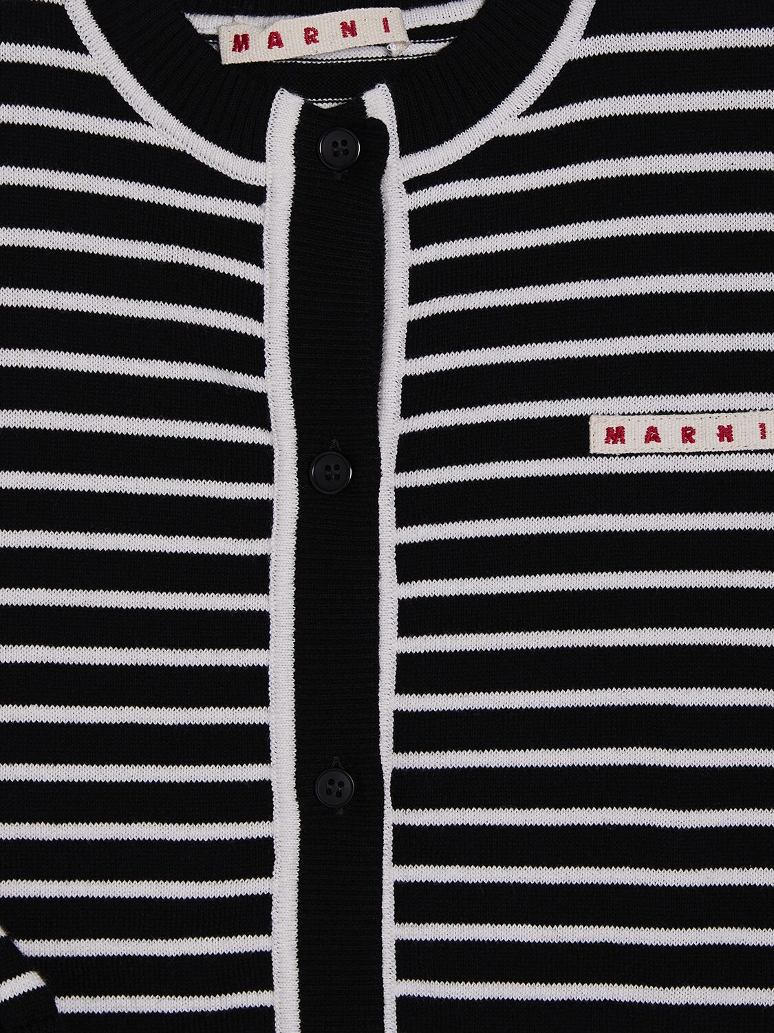 Shop Marni Junior Striped Cotton Knit Cardigan In Black