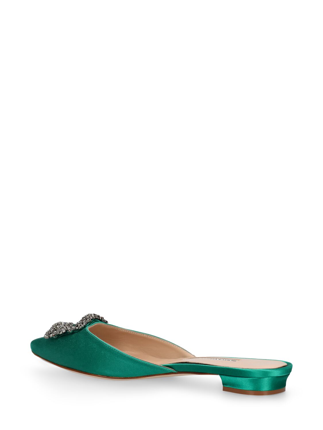 Shop Manolo Blahnik Hangisi Satin Mules In Bright Green