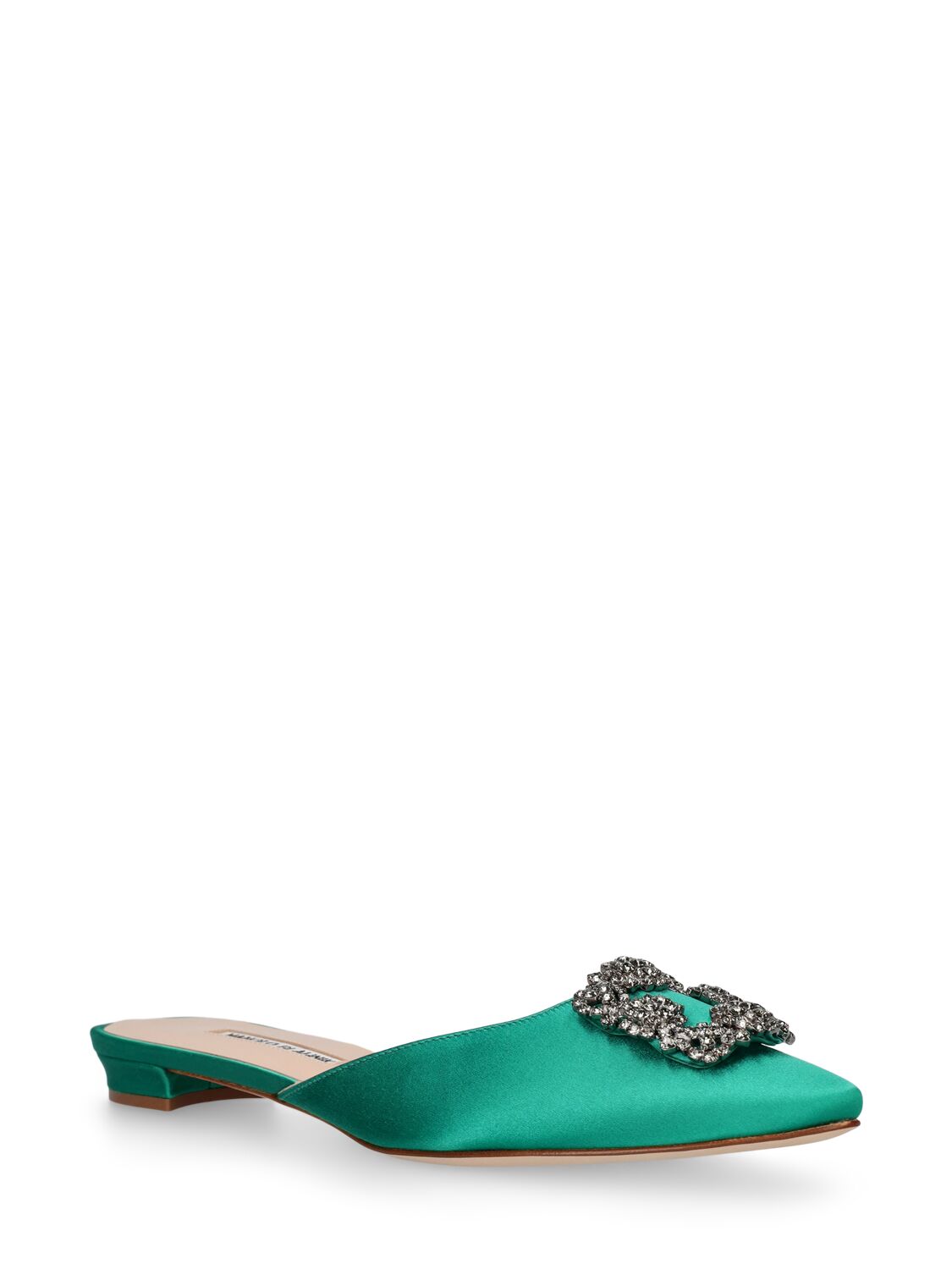 Shop Manolo Blahnik Hangisi Satin Mules In Bright Green