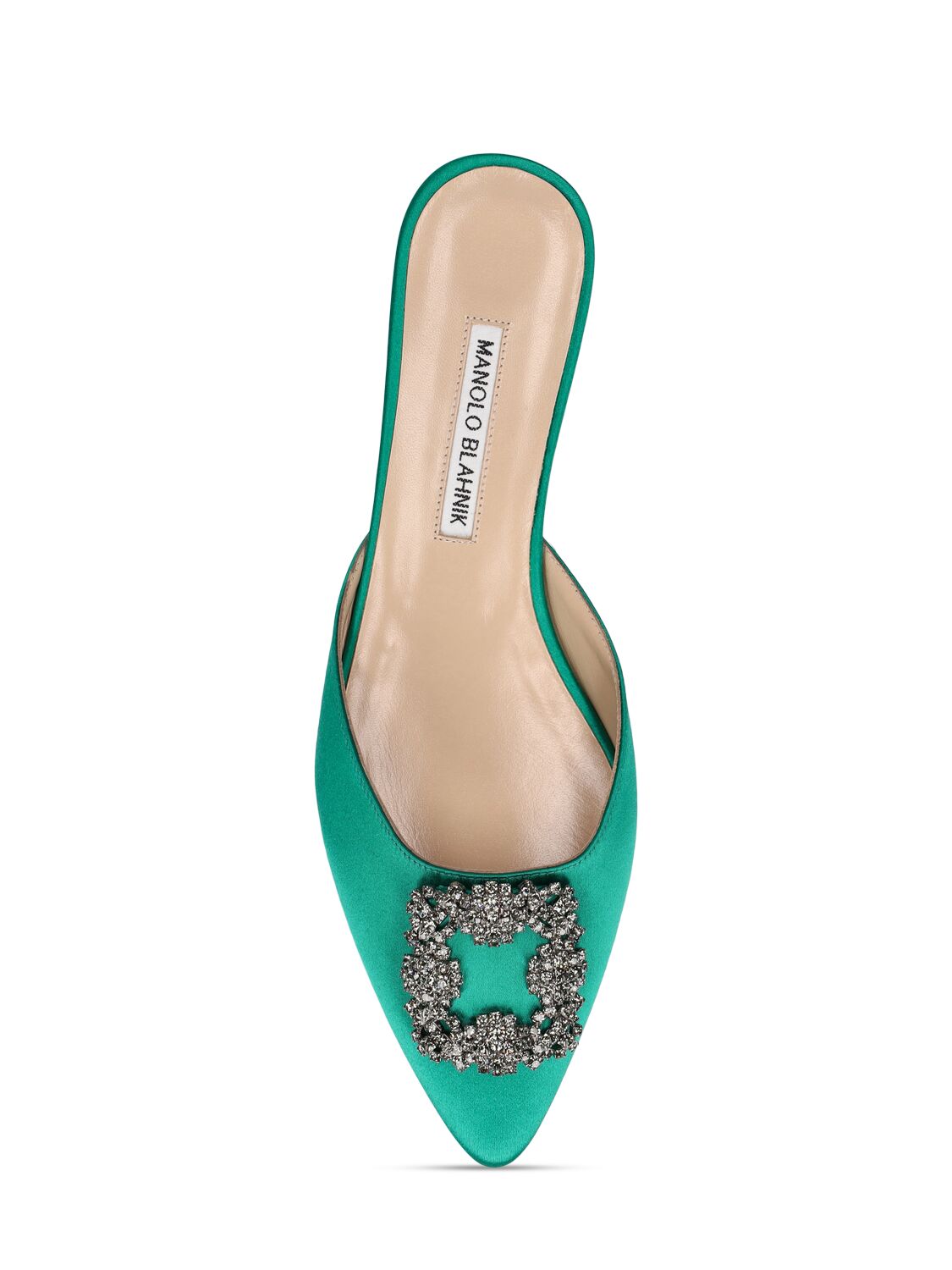 Shop Manolo Blahnik Hangisi Satin Mules In Bright Green