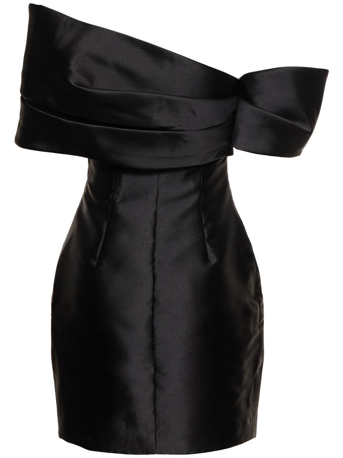 Shop Solace London Edda Asymmetric Twill Mini Dress In Black
