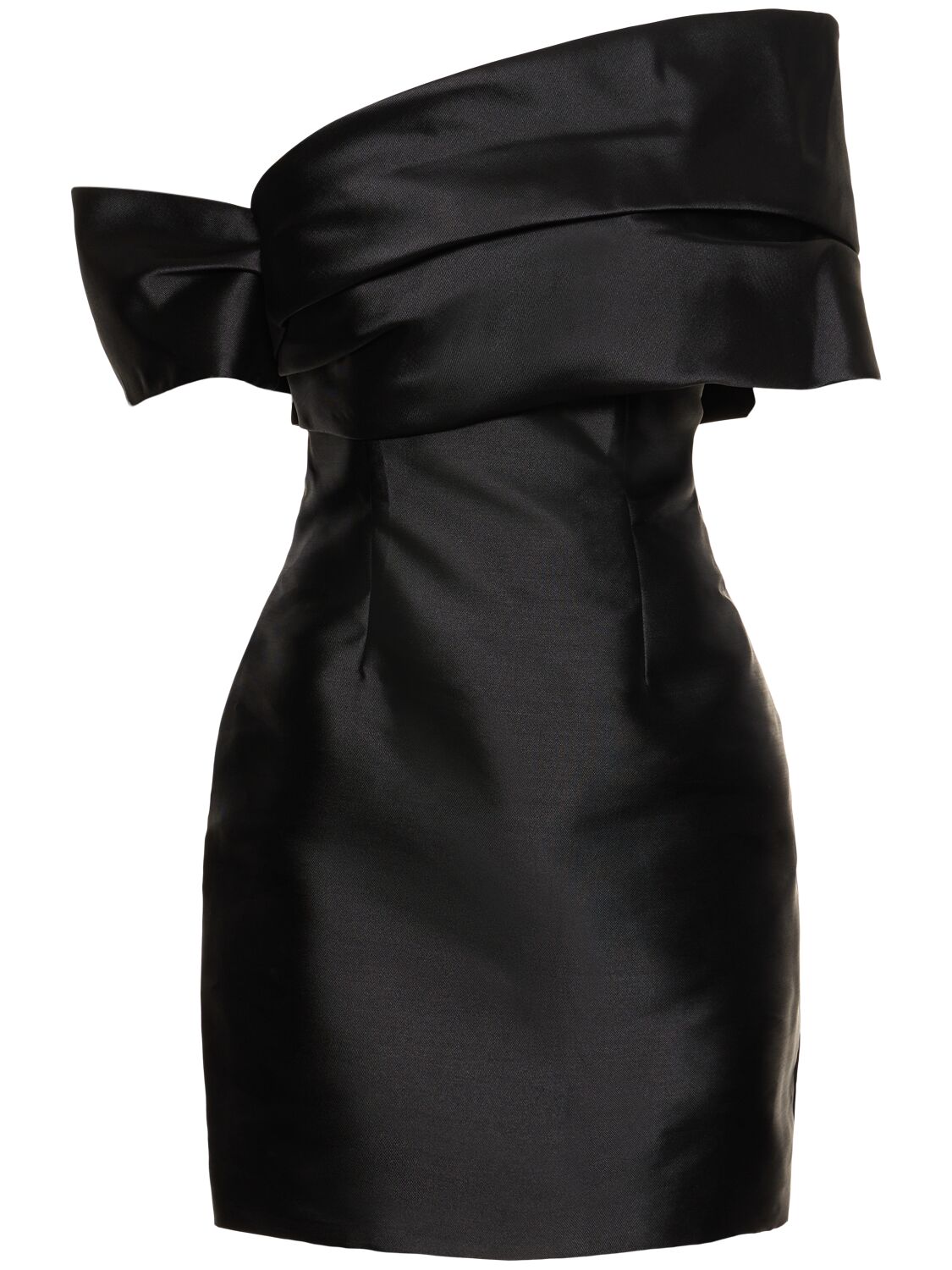 Solace London Edda Asymmetric Twill Mini Dress In Black