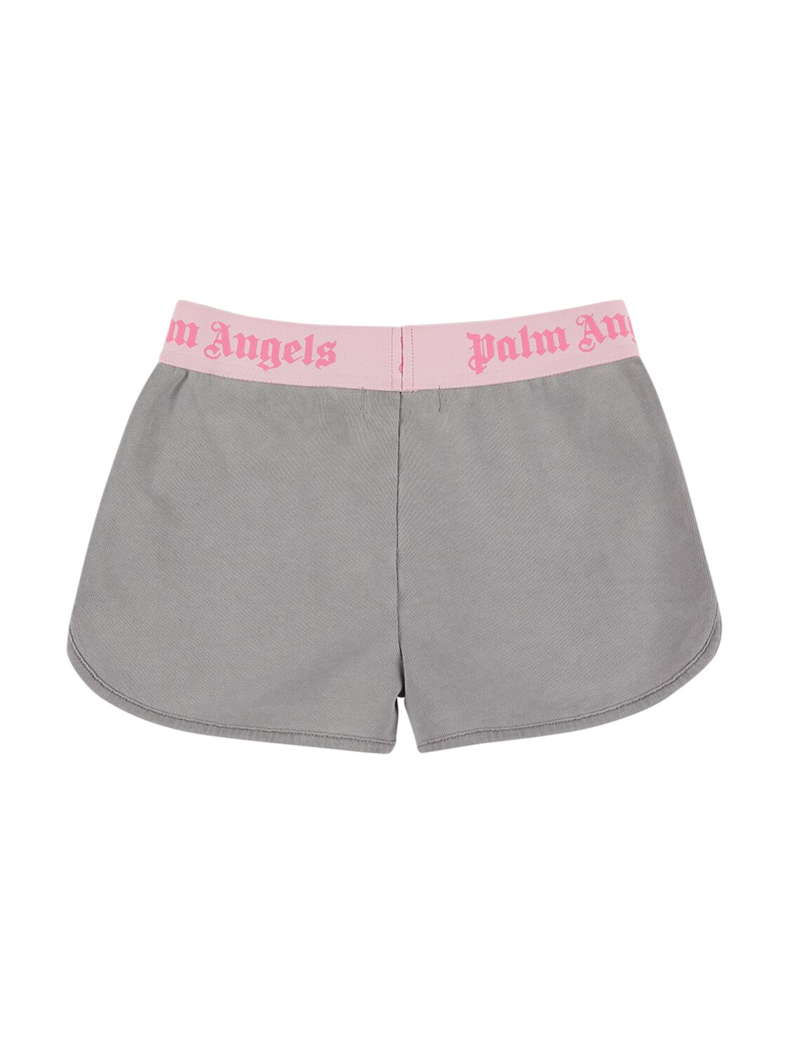 Shop Palm Angels Dusty Logo Band Cotton Sweat Shorts In Grey