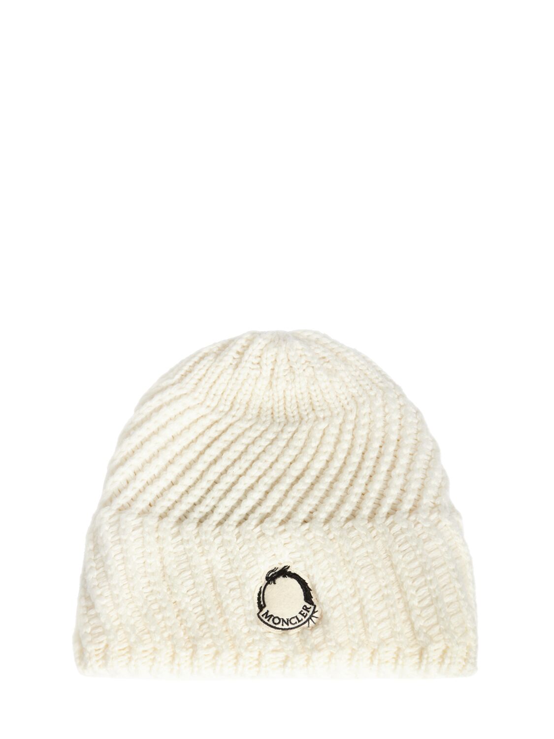 Moncler Cny Wool Blend Beanie In White