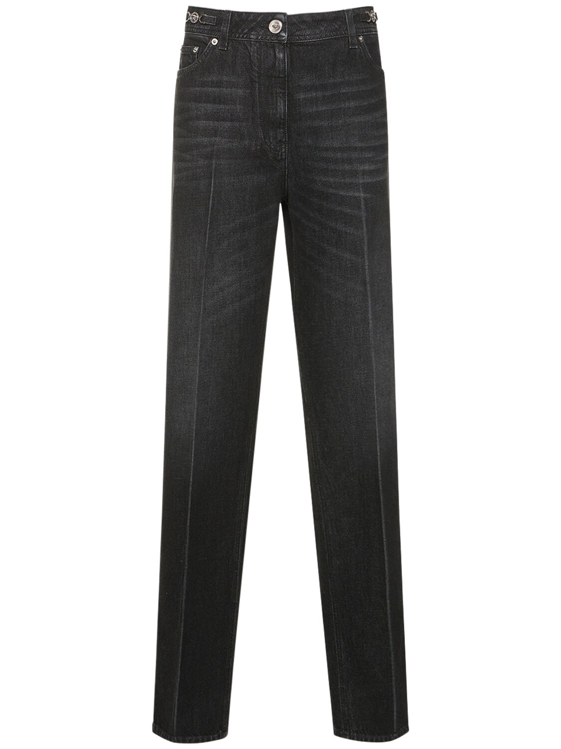 Versace Denim Straight Jeans In Dark Grey