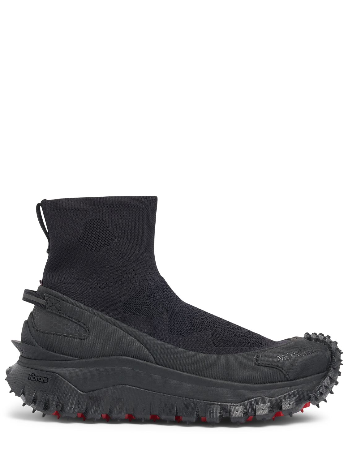 Shop Moncler 45mm Trailgrip Knit Nylon Sneakers In Black