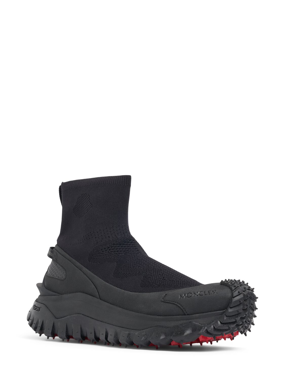 Shop Moncler 45mm Trailgrip Knit Nylon Sneakers In Black