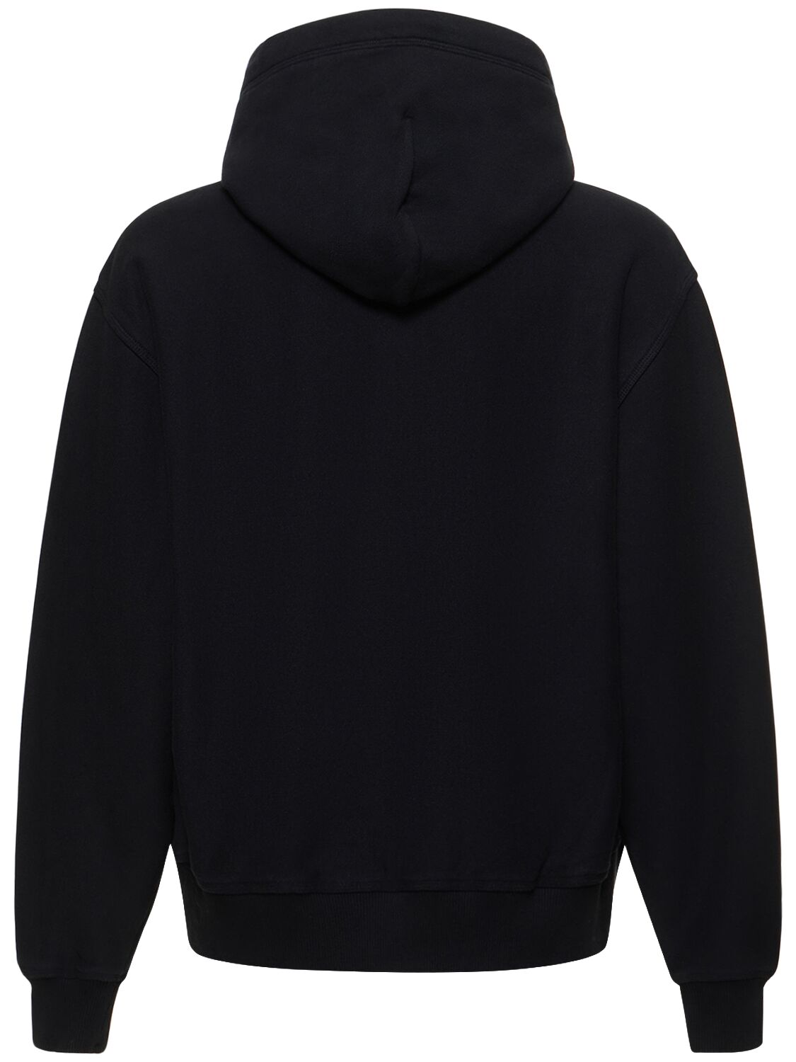 Shop Burberry Logo Cotton Hoodie In Black