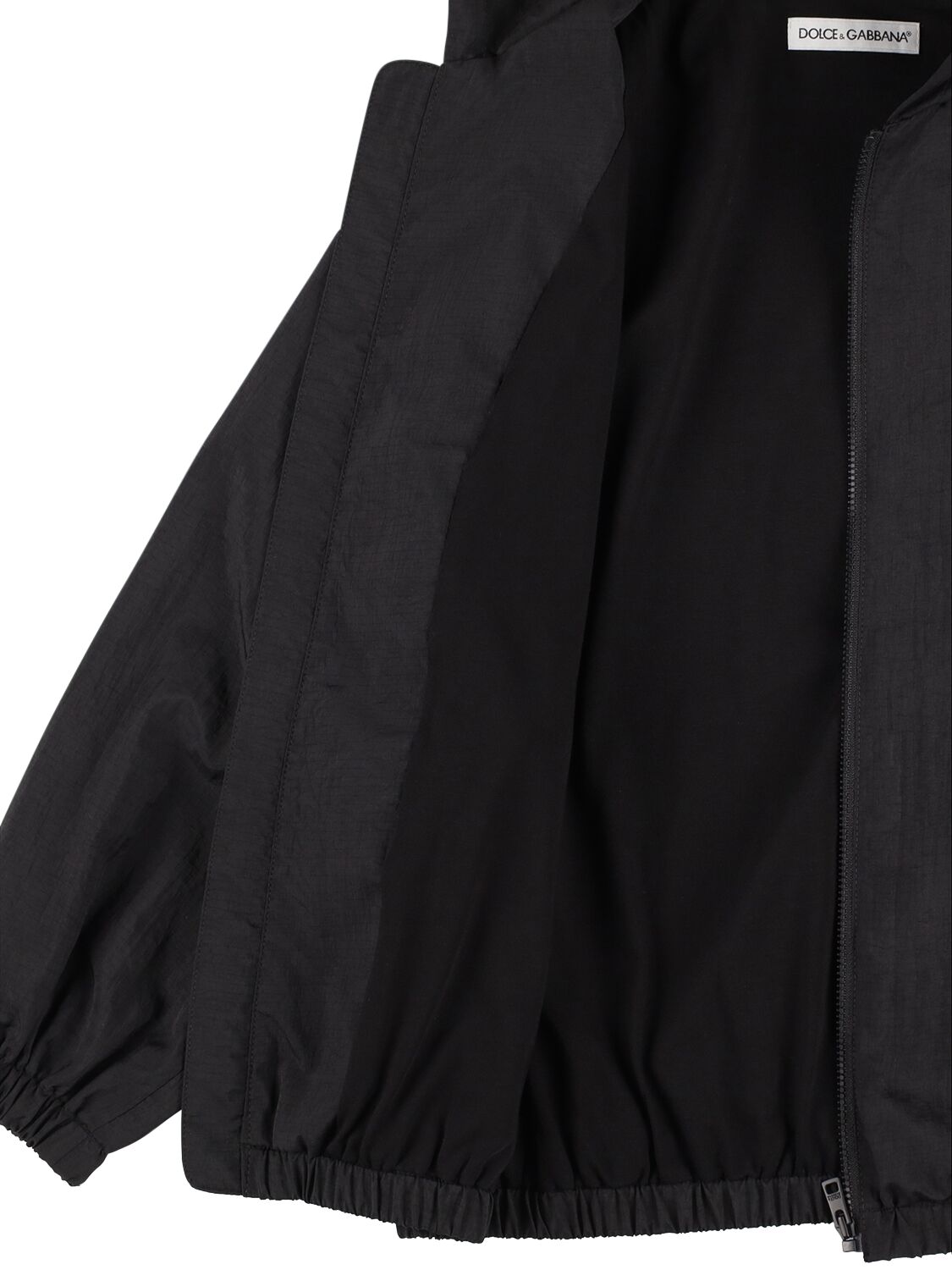 Shop Dolce & Gabbana Nylon Jacket W/ Logo Patch In Black