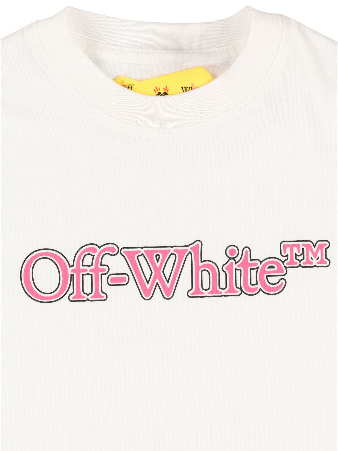 Shop Off-white Big Bookish Cotton T-shirt In White,fuchsia