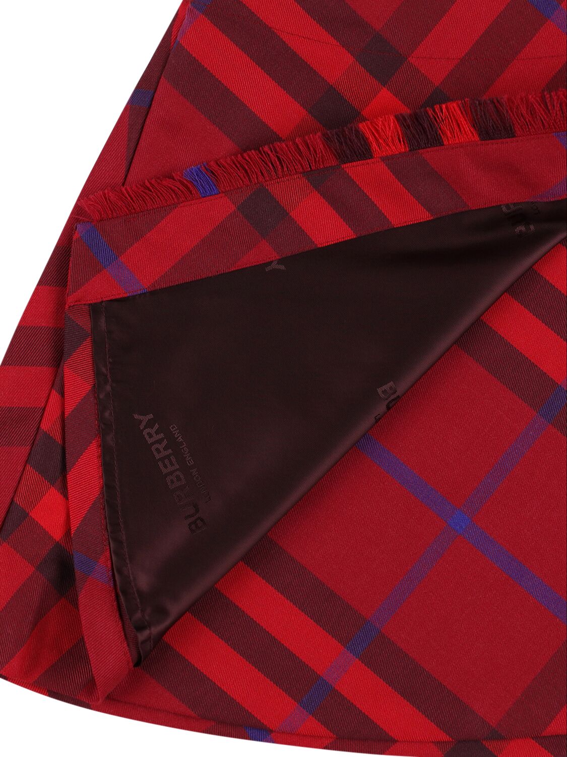 Shop Burberry Check Print Pleated Wool Skirt In Red