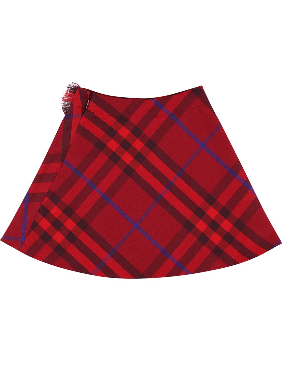 Shop Burberry Check Print Pleated Wool Skirt In Red