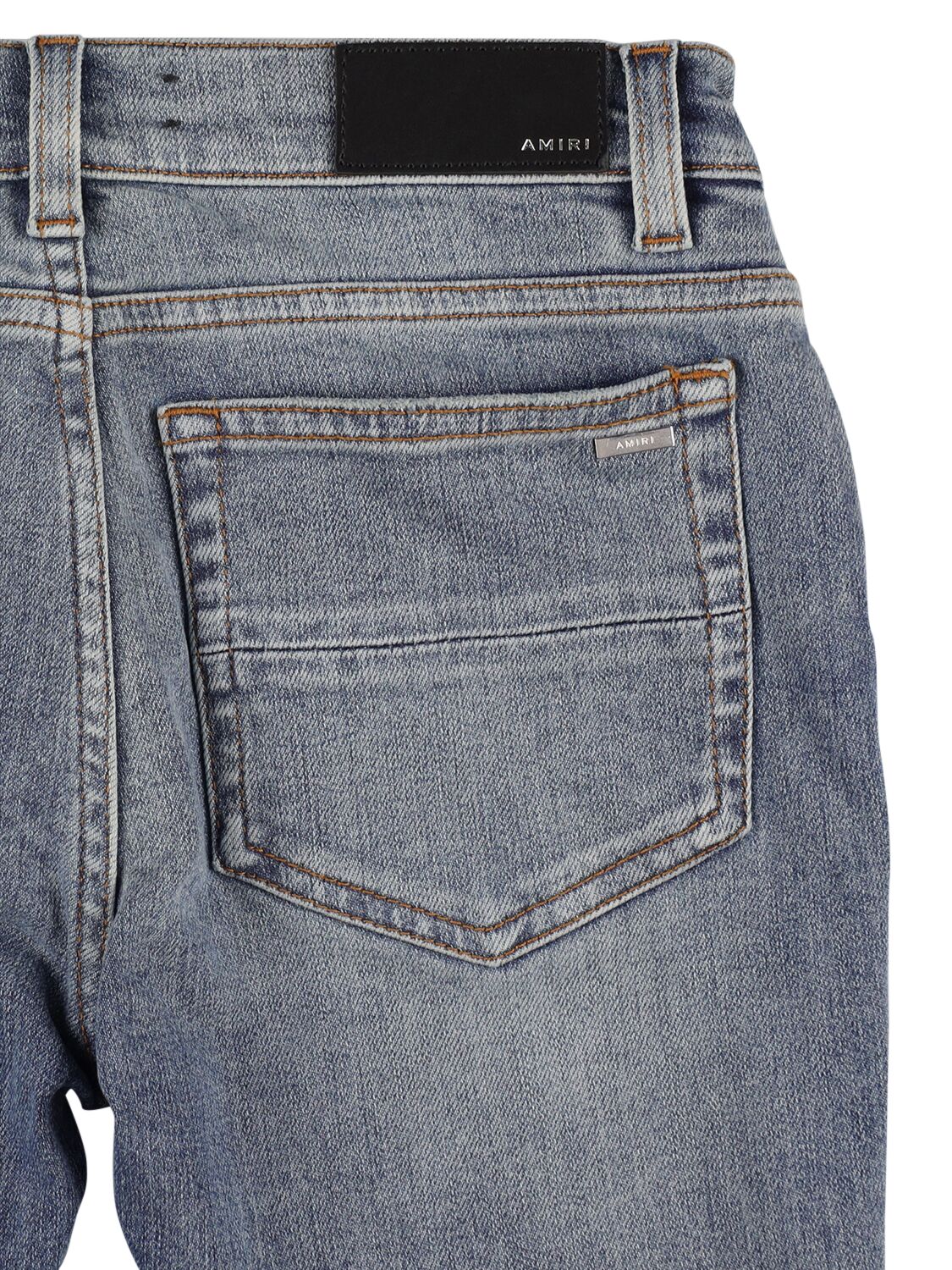 Shop Amiri Stretch Cotton Denim Jeans In Light Blue