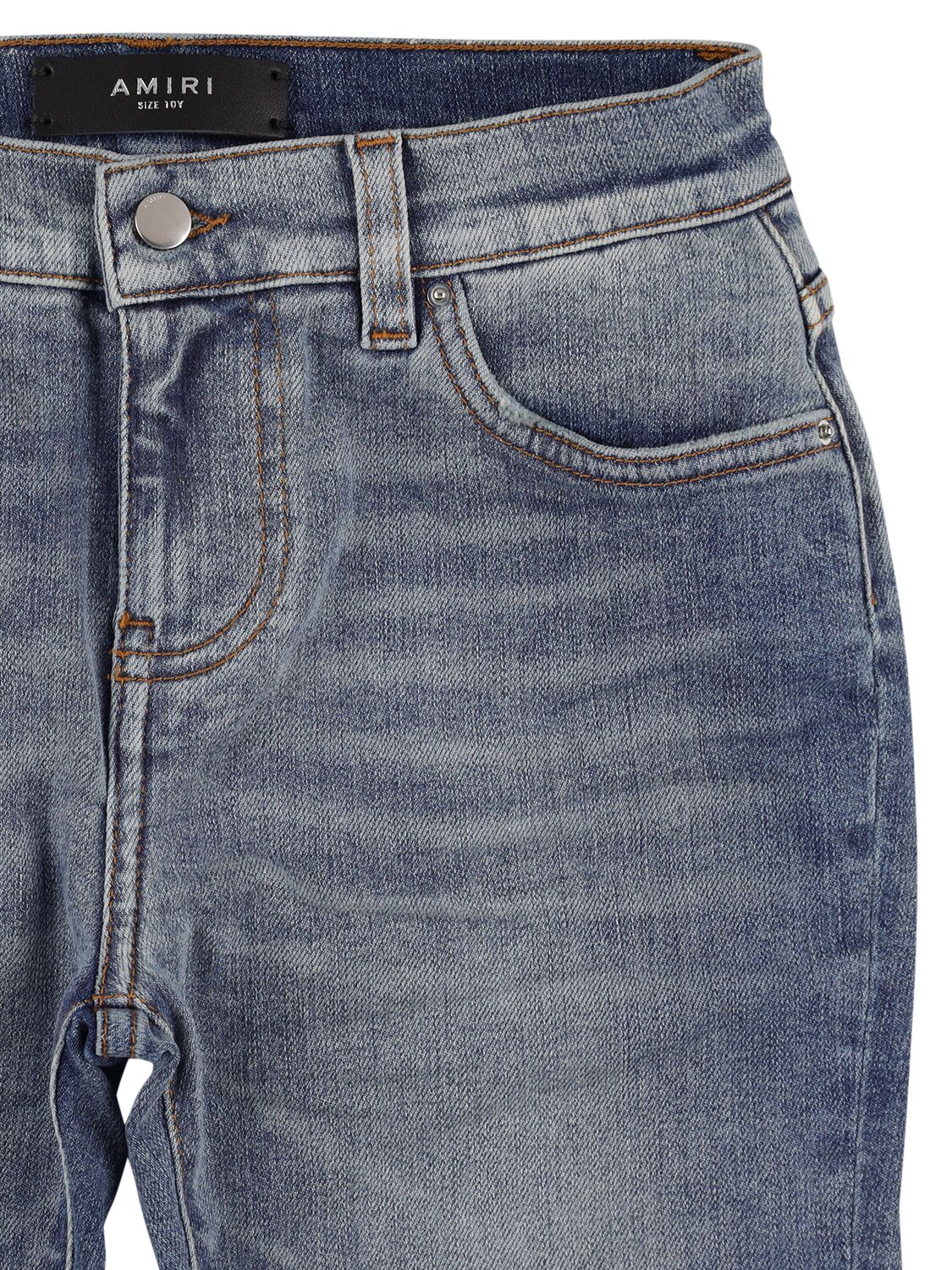 Shop Amiri Stretch Cotton Denim Jeans In Light Blue