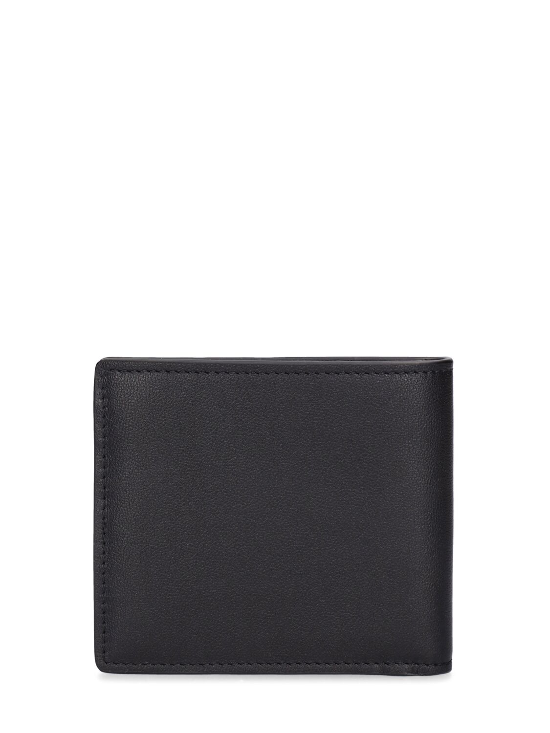 Shop Versace Leather Logo Bifold Wallet In Black,silver