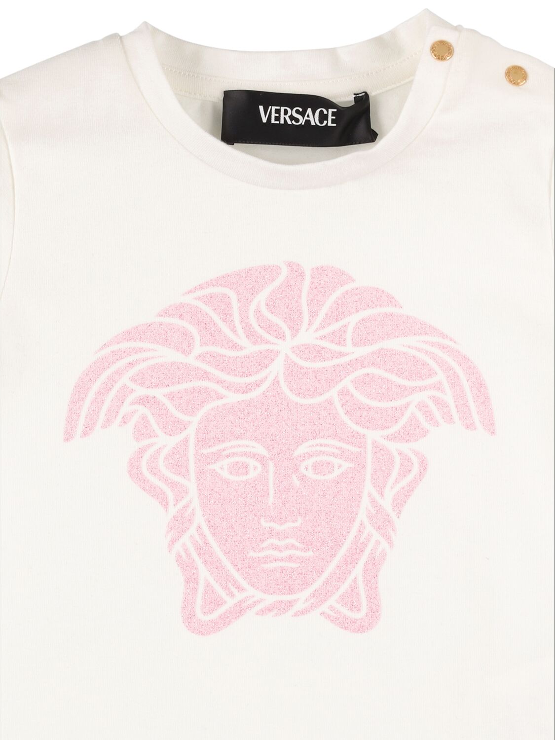 Shop Versace Printed Cotton Jersey T-shirt In Pink