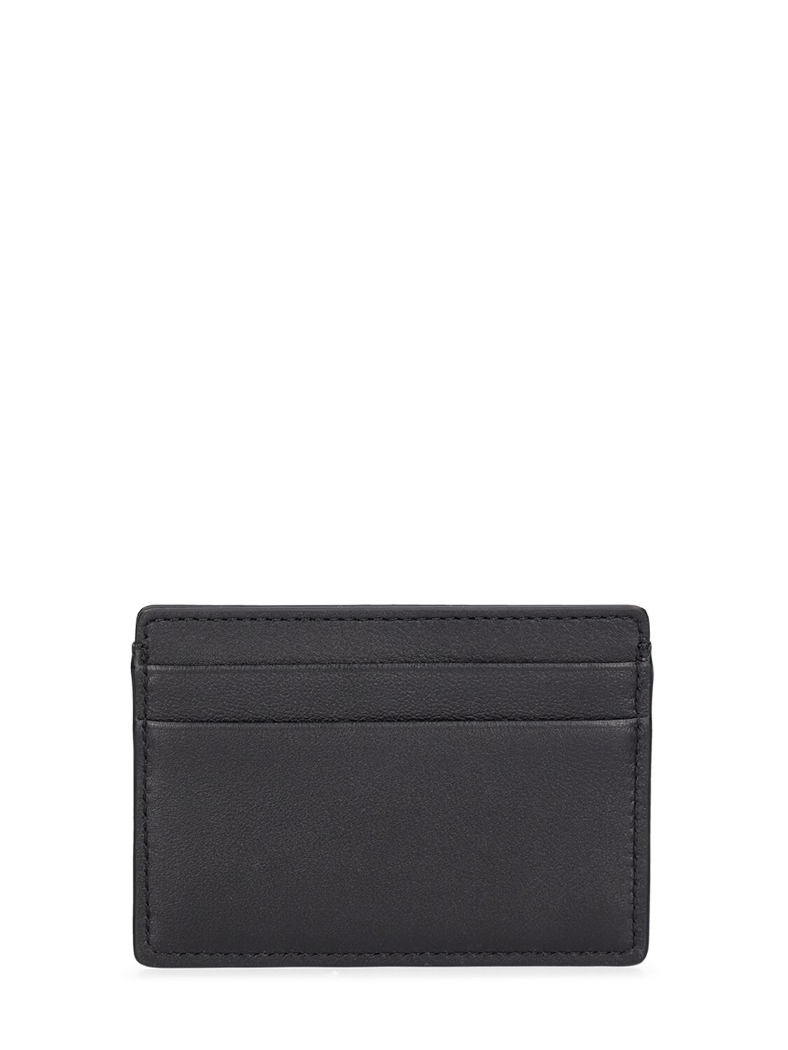 Shop Versace Leather Logo Card Case In Black,silver