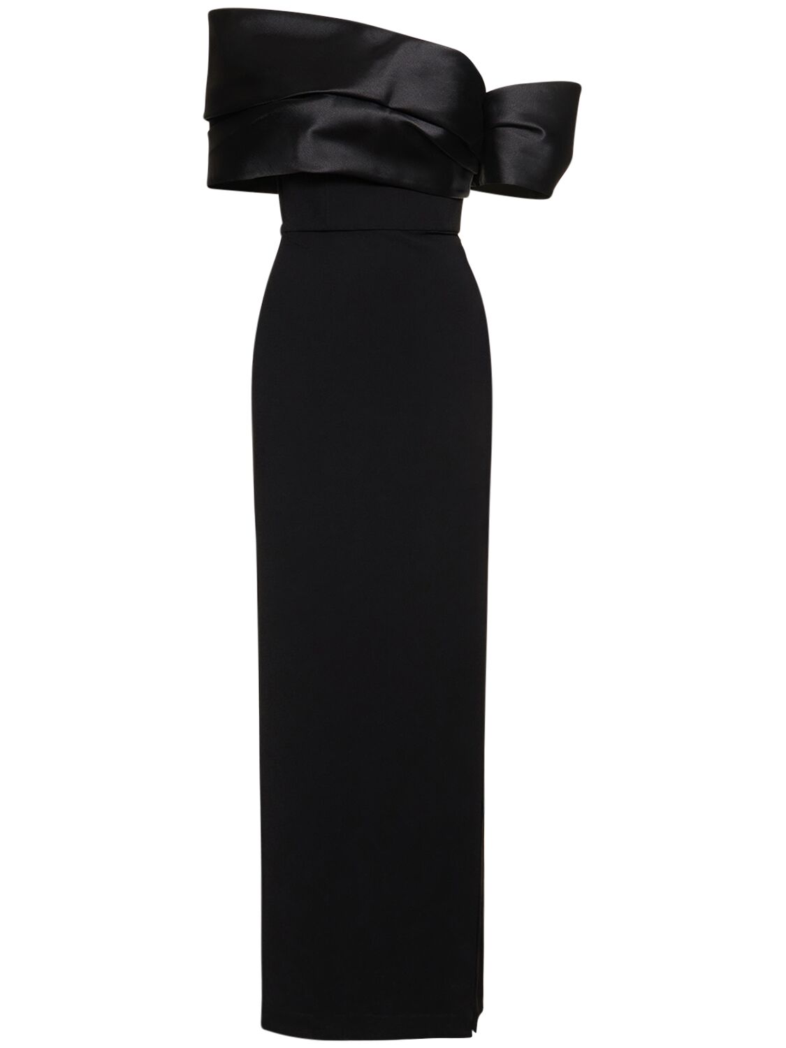 Shop Solace London Alexis Satin & Crepe Long Dress In 블랙