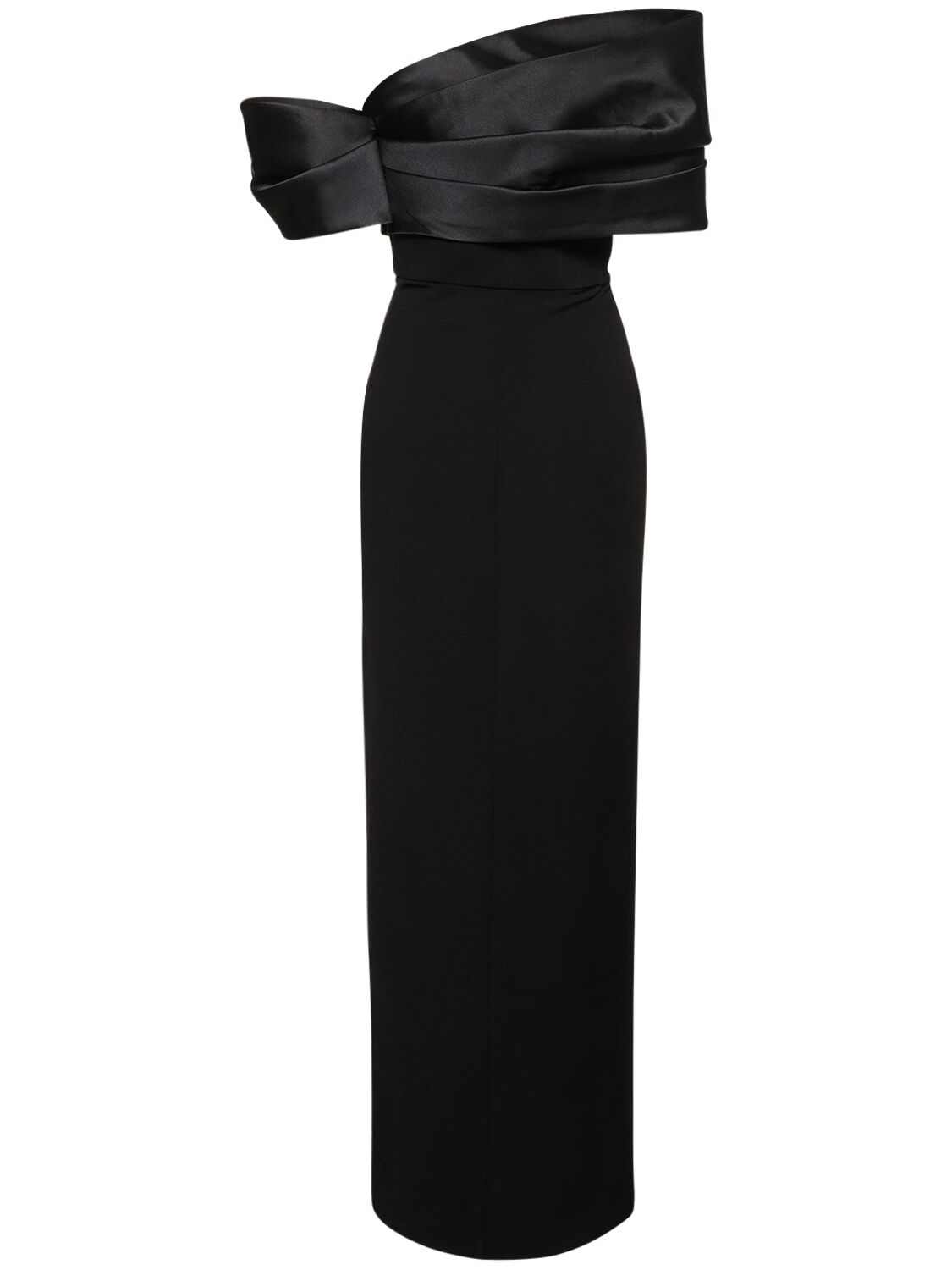 Shop Solace London Alexis Satin & Crepe Long Dress In 블랙