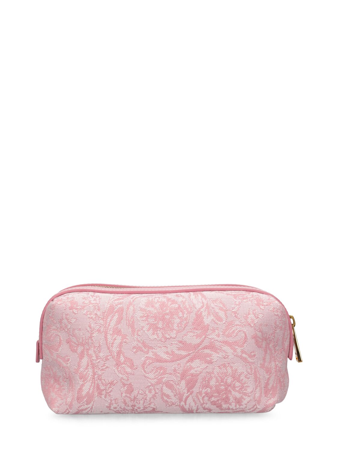 Shop Versace Logo Jacquard Makeup Bag In Blasses Pink