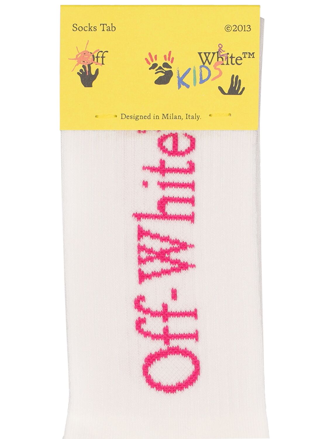 Shop Off-white Bookish Cotton Blend Socks In Weiss,fuchsia