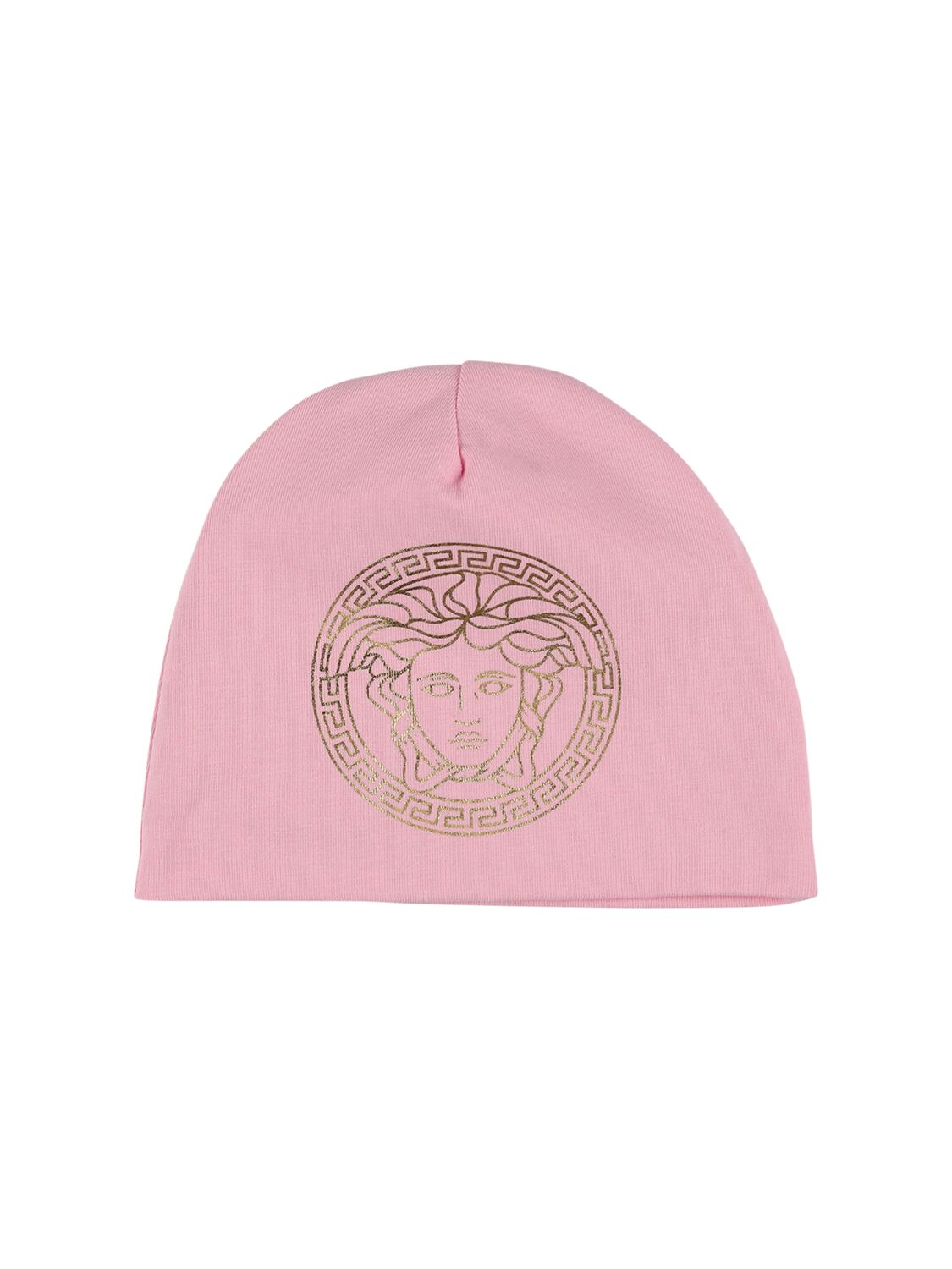Shop Versace Cotton Jersey Romper & Hat In Pink