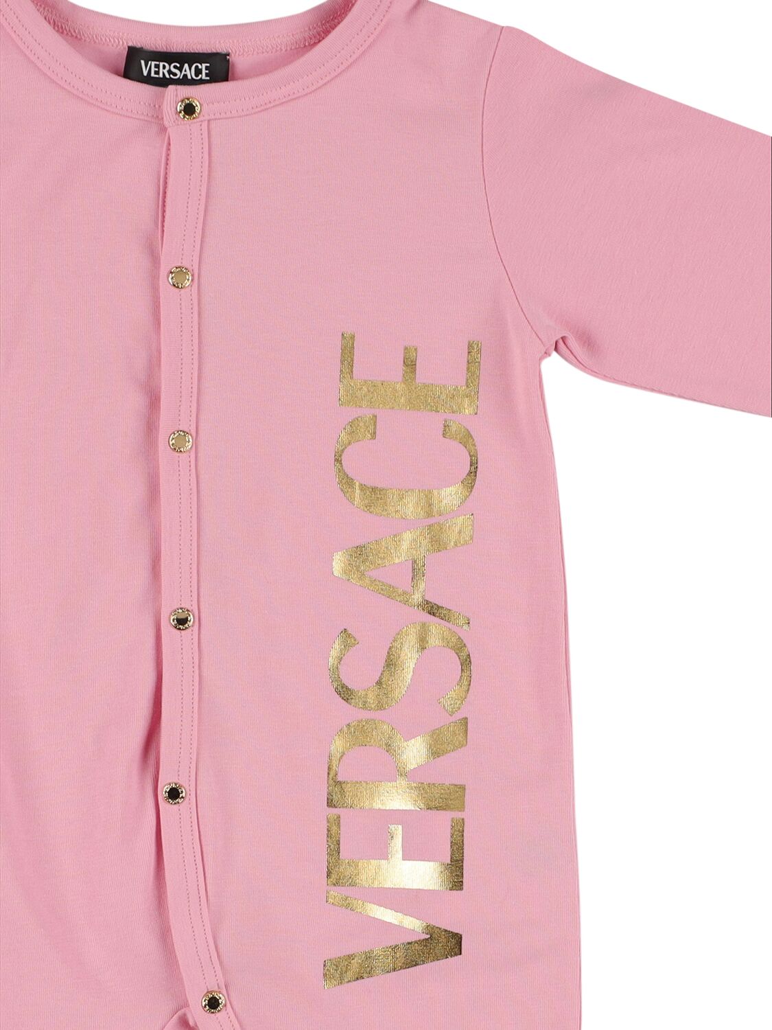 Shop Versace Cotton Jersey Romper & Hat In Pink