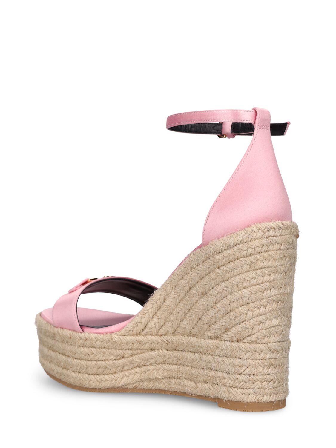 Shop Versace 140mm Satin Wedges In Pink