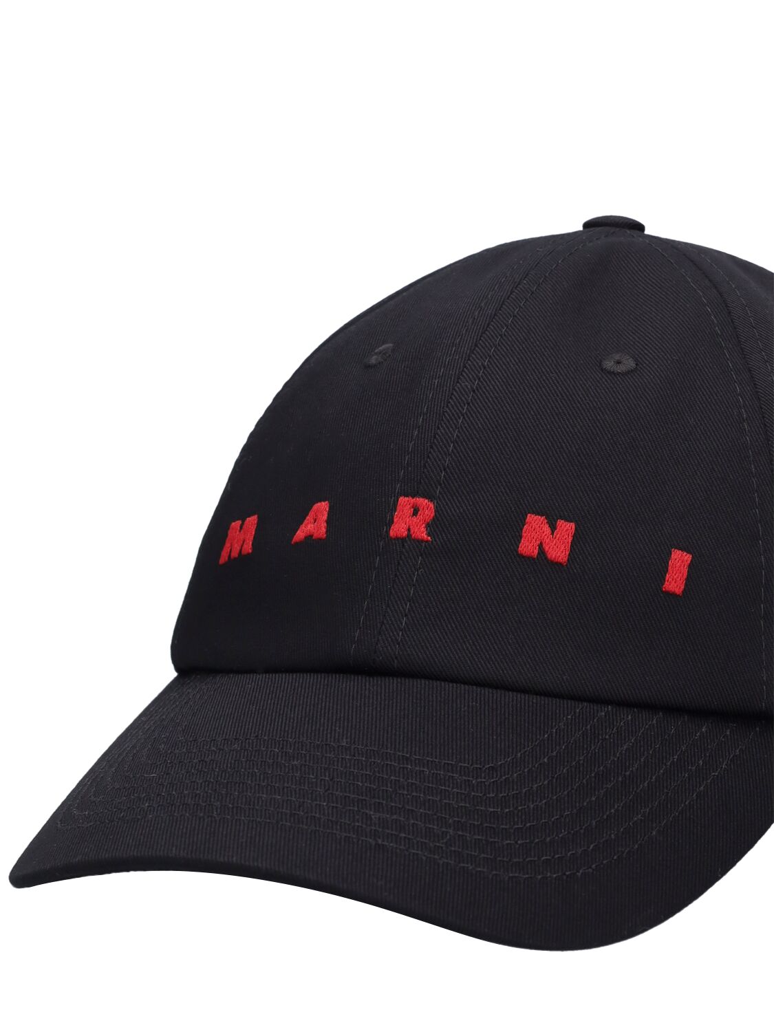 Shop Marni Logo Cotton Baseball Cap In Black