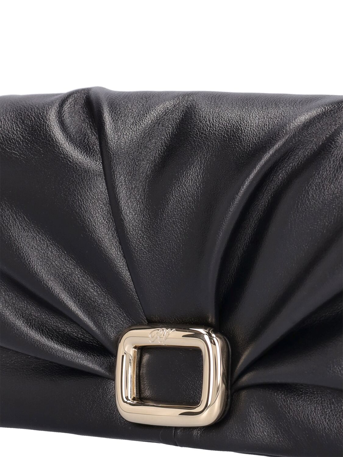Shop Roger Vivier Viv Choc Me Leather Wallet-on-chain In Schwarz
