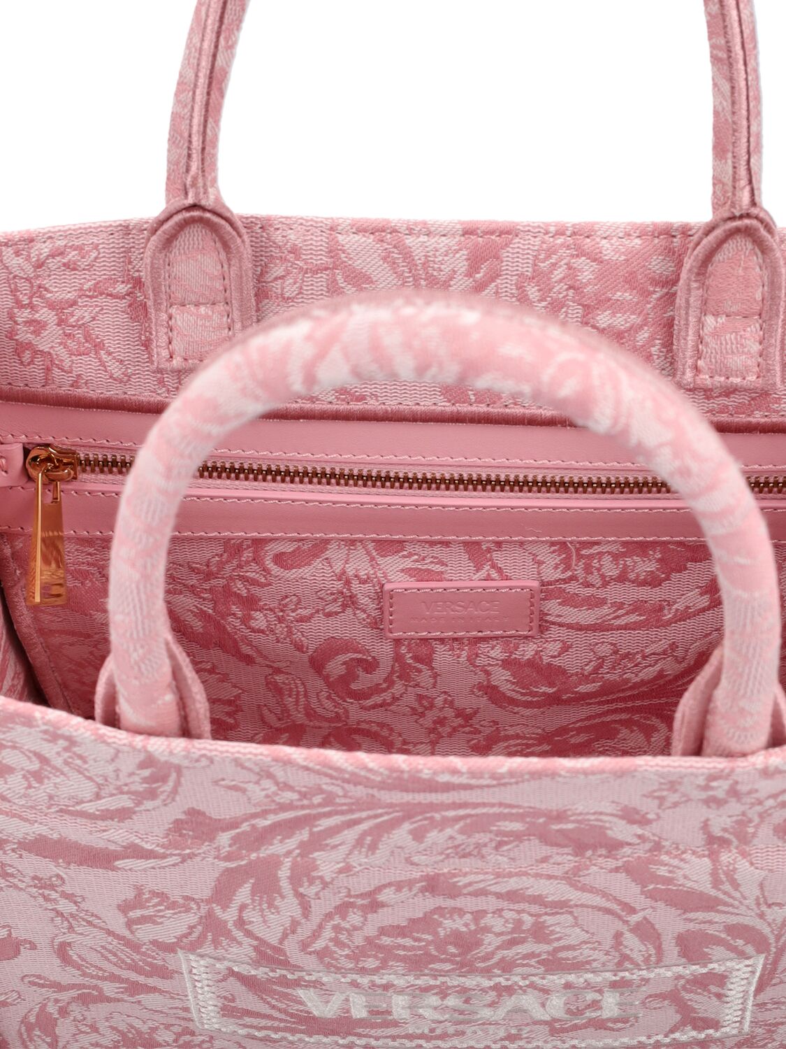 Shop Versace Small Barocco Jacquard Tote Bag In Blasses Pink