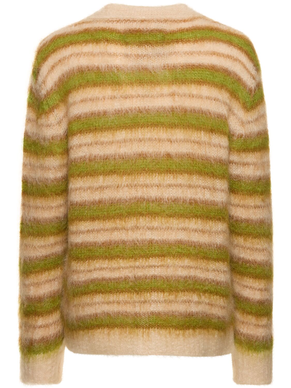 Shop Marni Iconic Mohair Blend Knit Cardigan In Green,beige