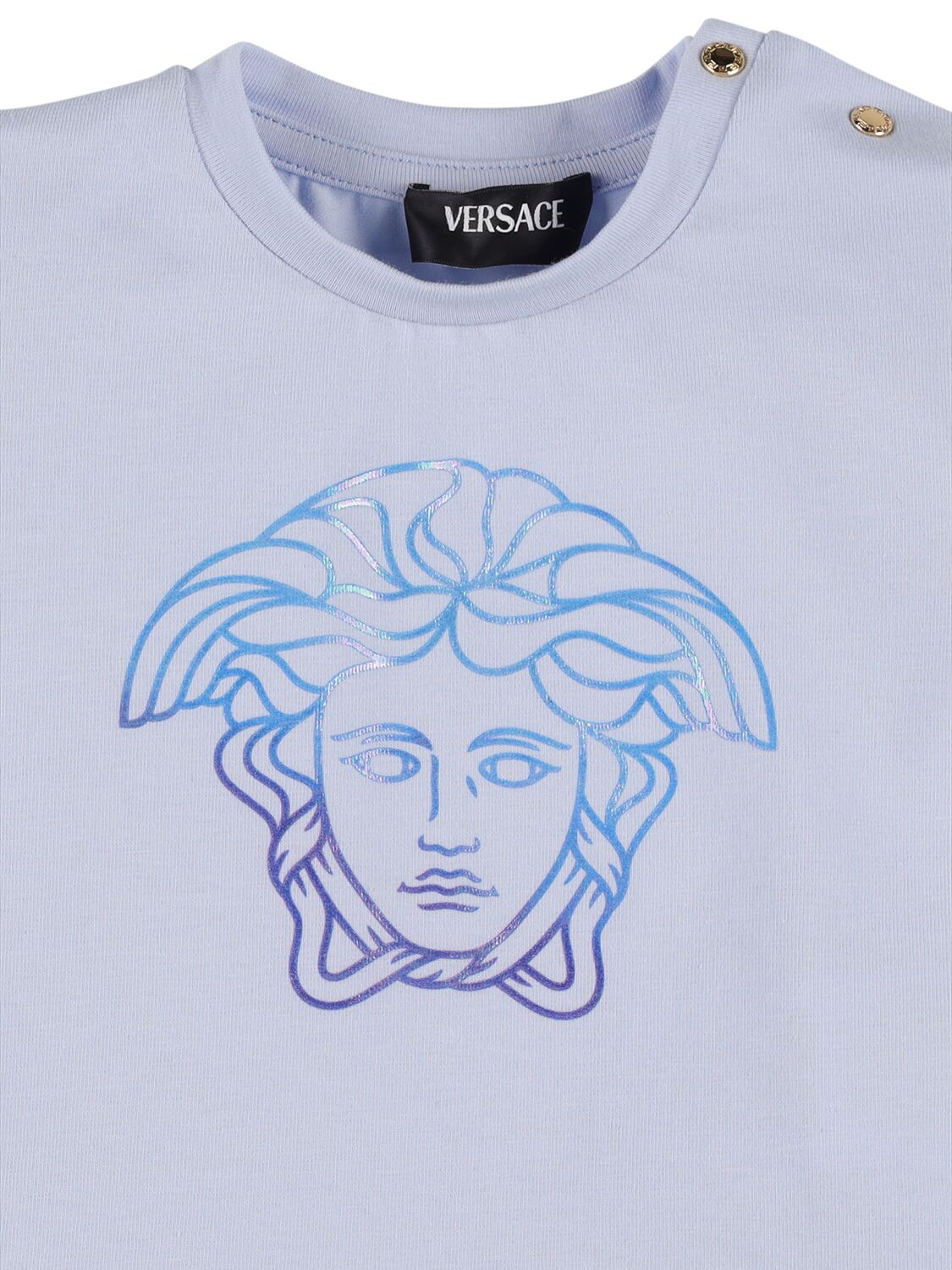 Shop Versace Cotton Jersey T-shirt & Shorts In White,light Blue