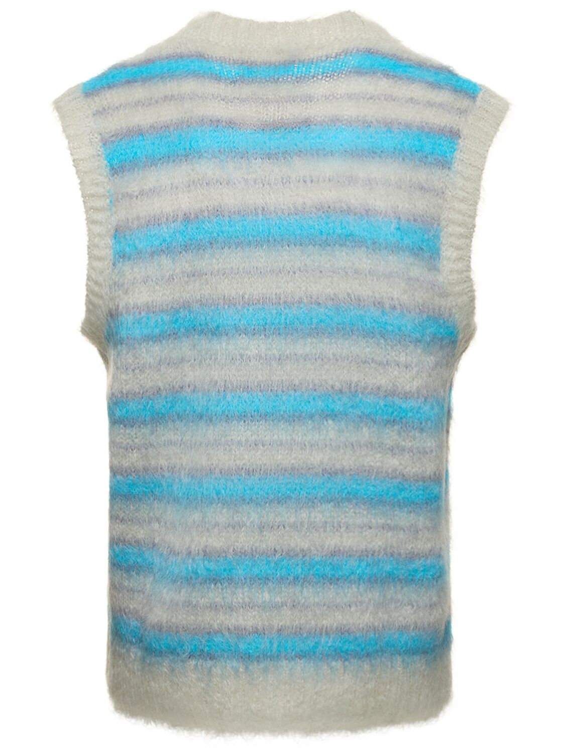 Shop Marni Iconic Brushed Mohair Blend Knit Vest In Blue,grey