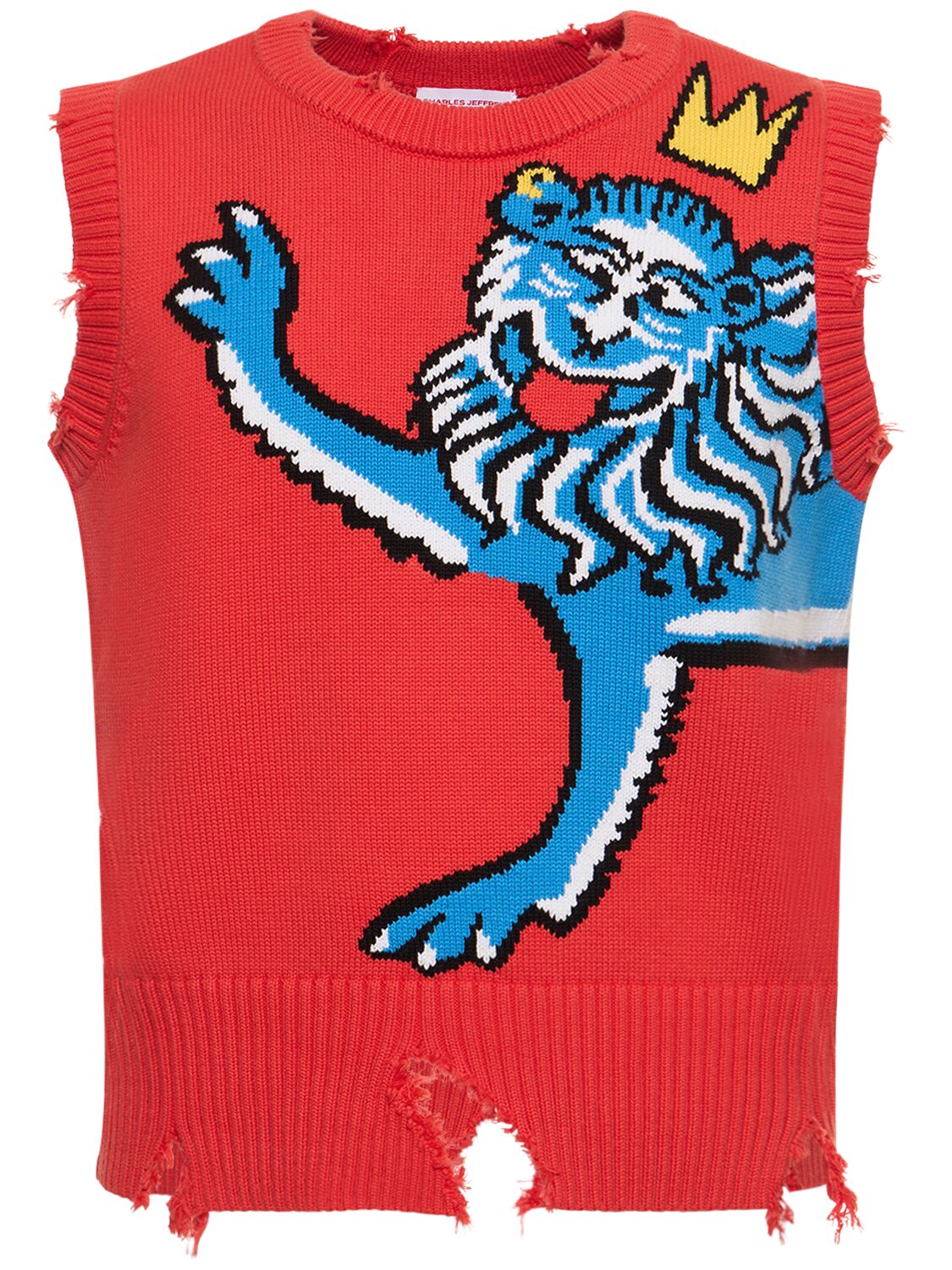 Charles Jeffrey Loverboy Graphic Slash Lion Print Vest In Paprika Silly