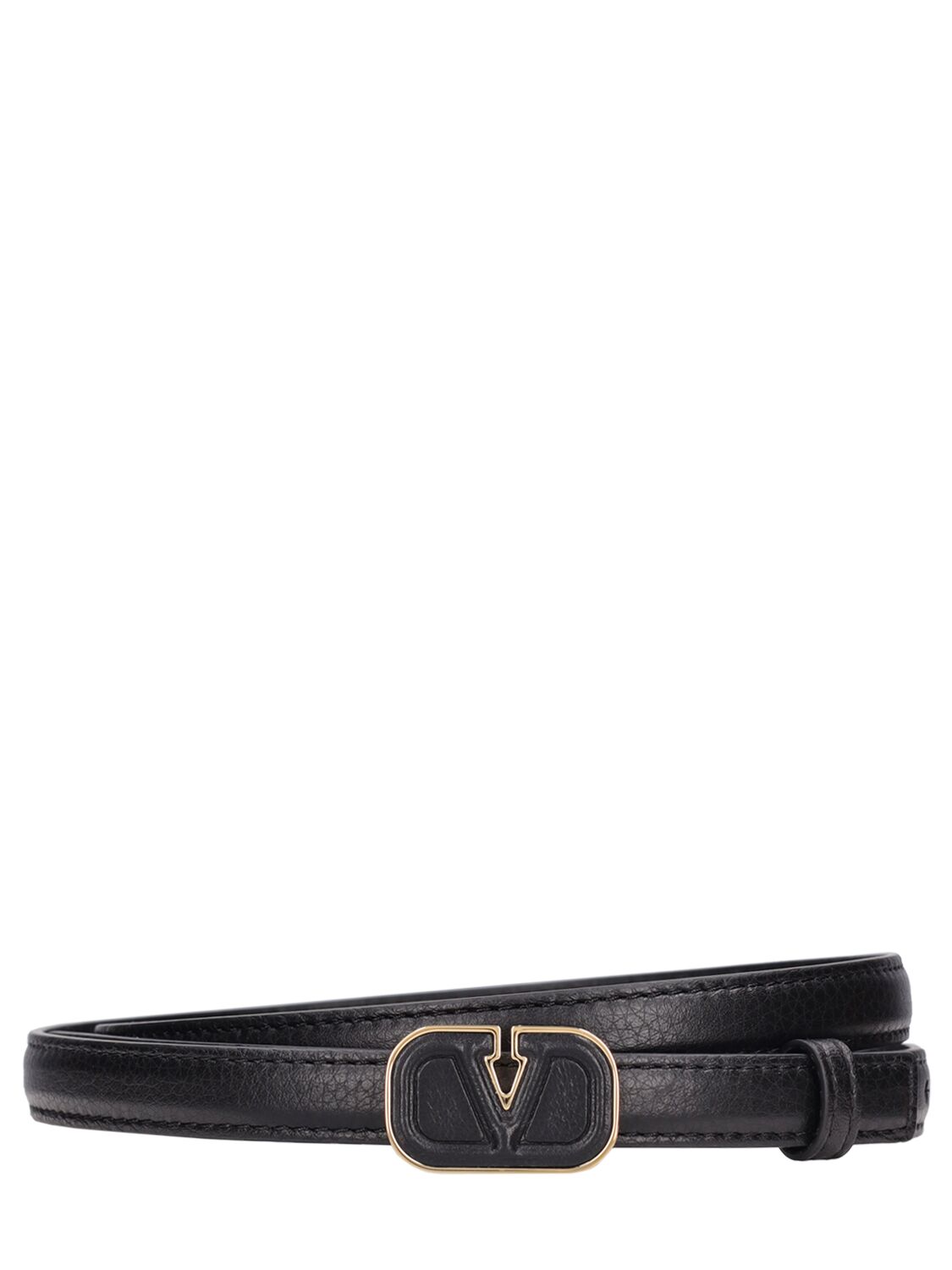 Valentino Garavani 15mm V Logo Leather Belt In Schwarz