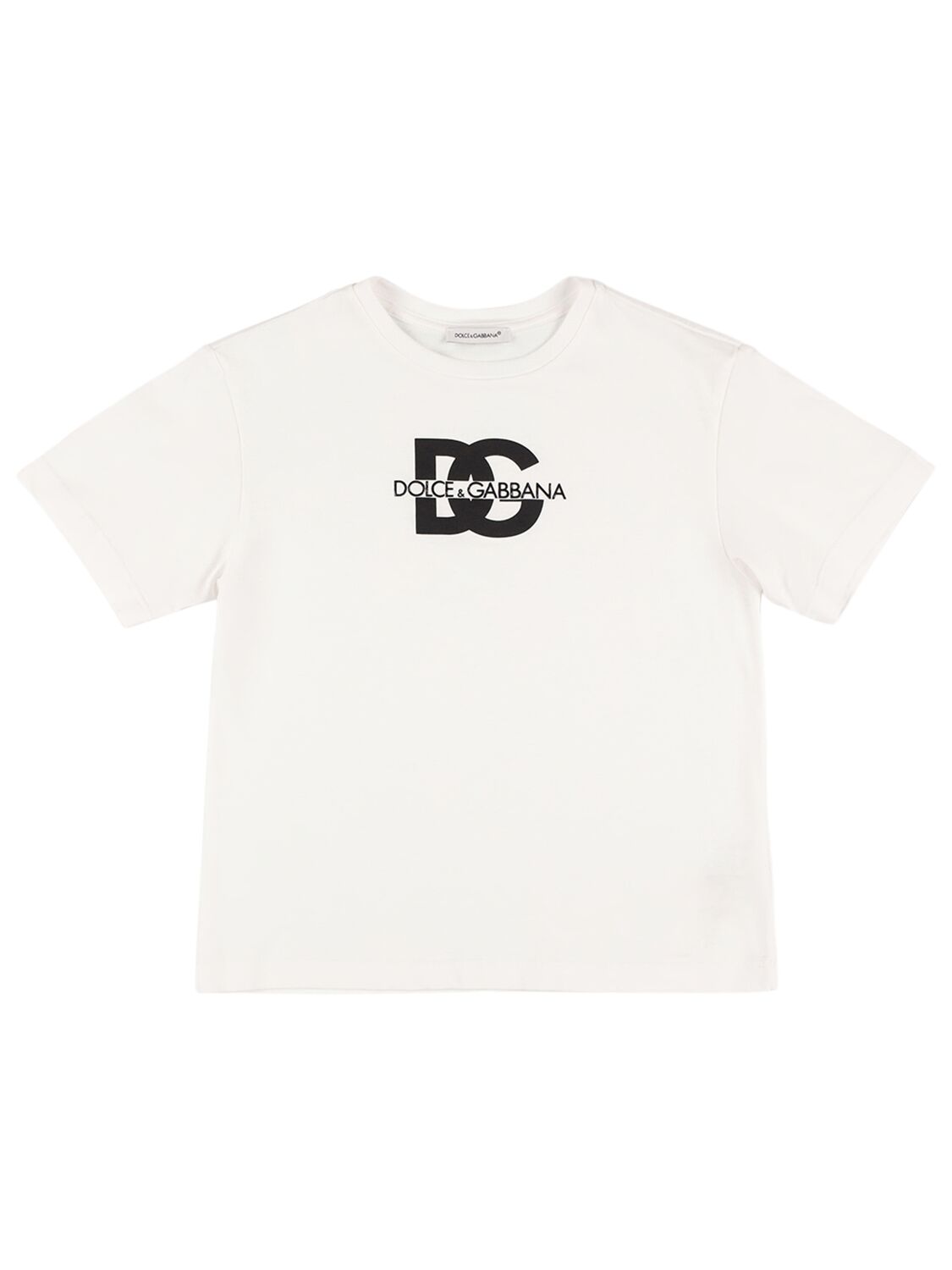 Dolce & Gabbana Kids' Logo Printed Cotton Jersey T-shirt In 화이트