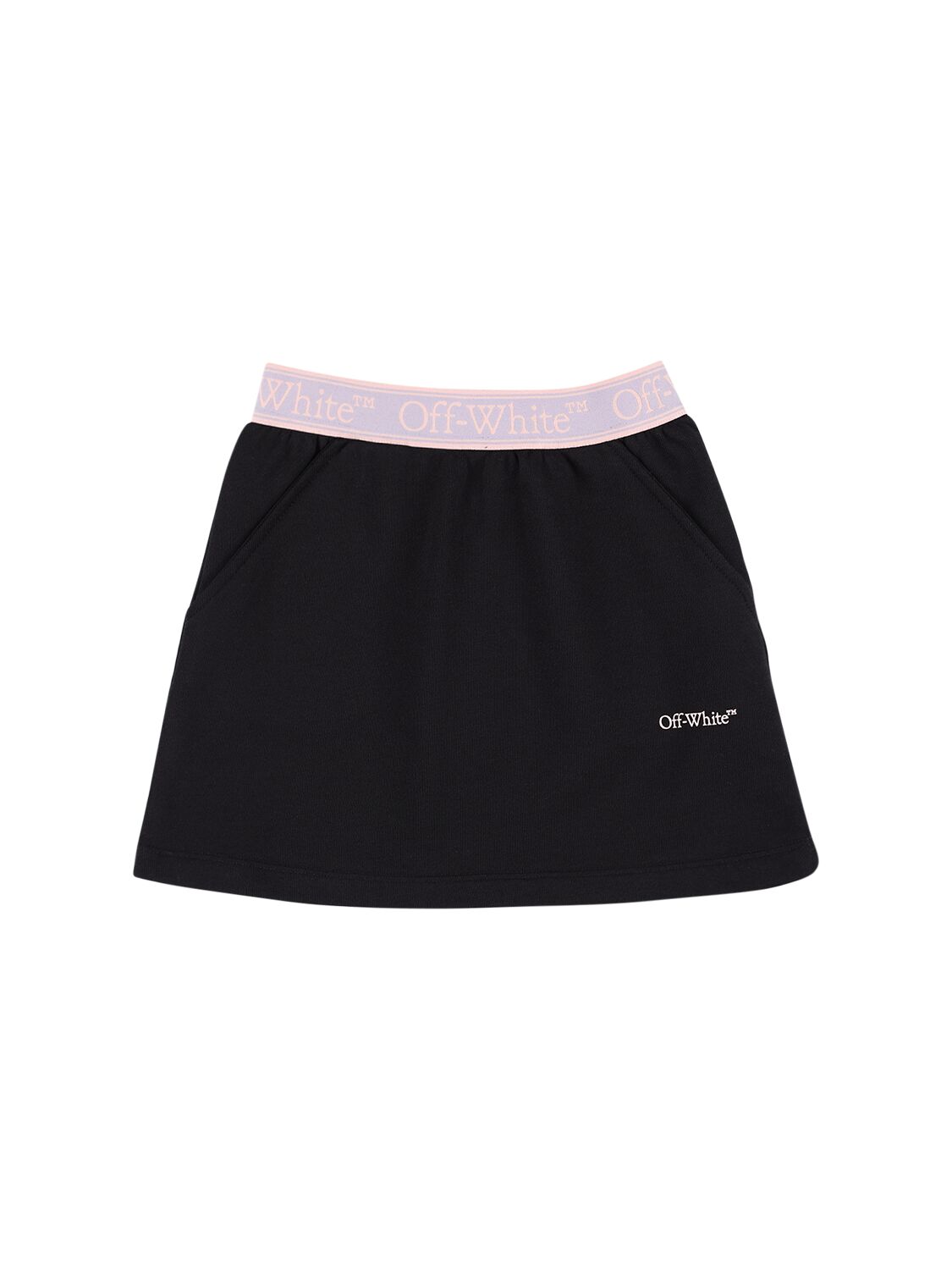 Shop Off-white Bookish Logo Band Cotton Sweat Skirt In Black,lilac