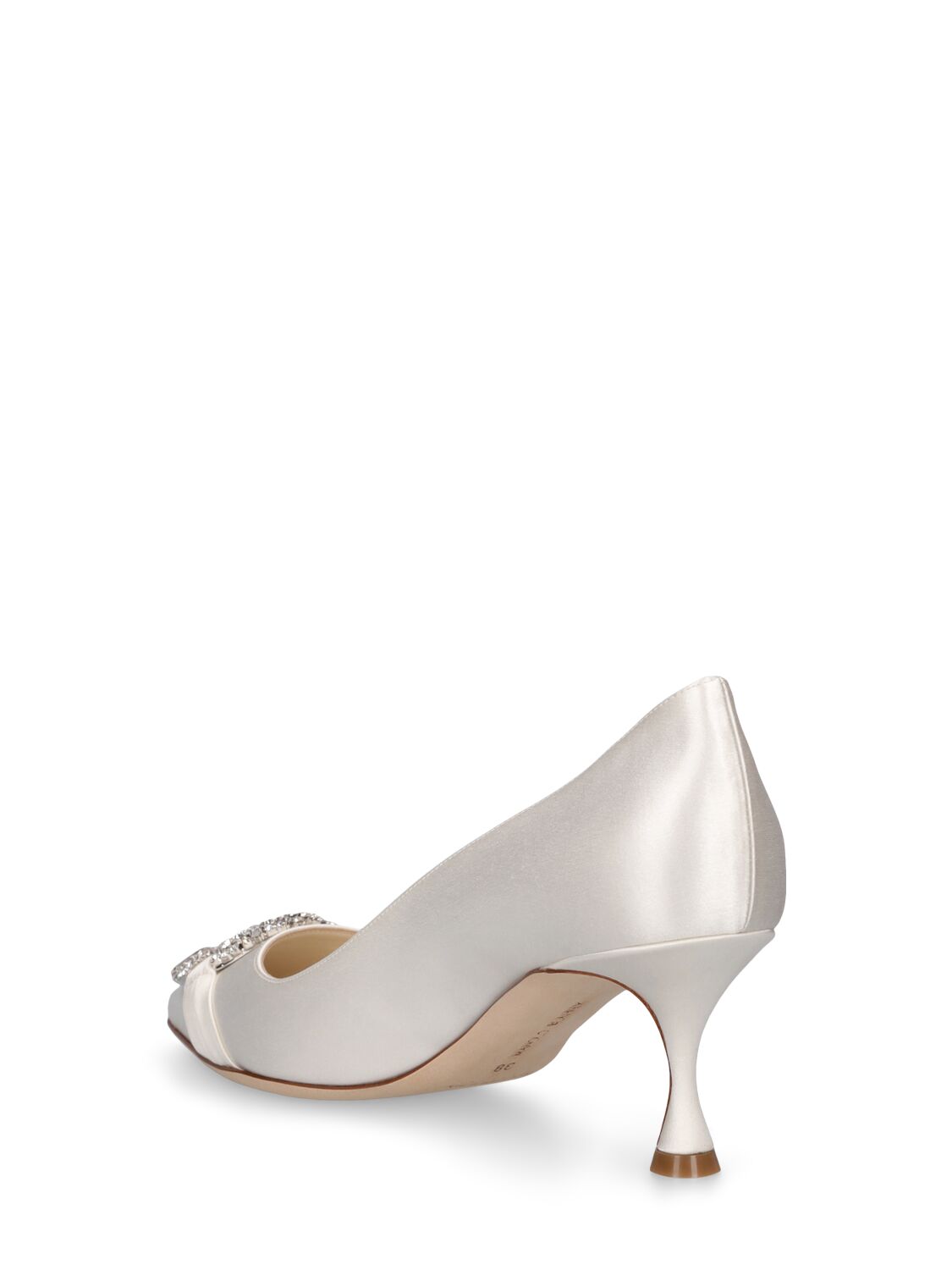 Shop Manolo Blahnik 50mm Maidapump Satin Pumps In 아이보리